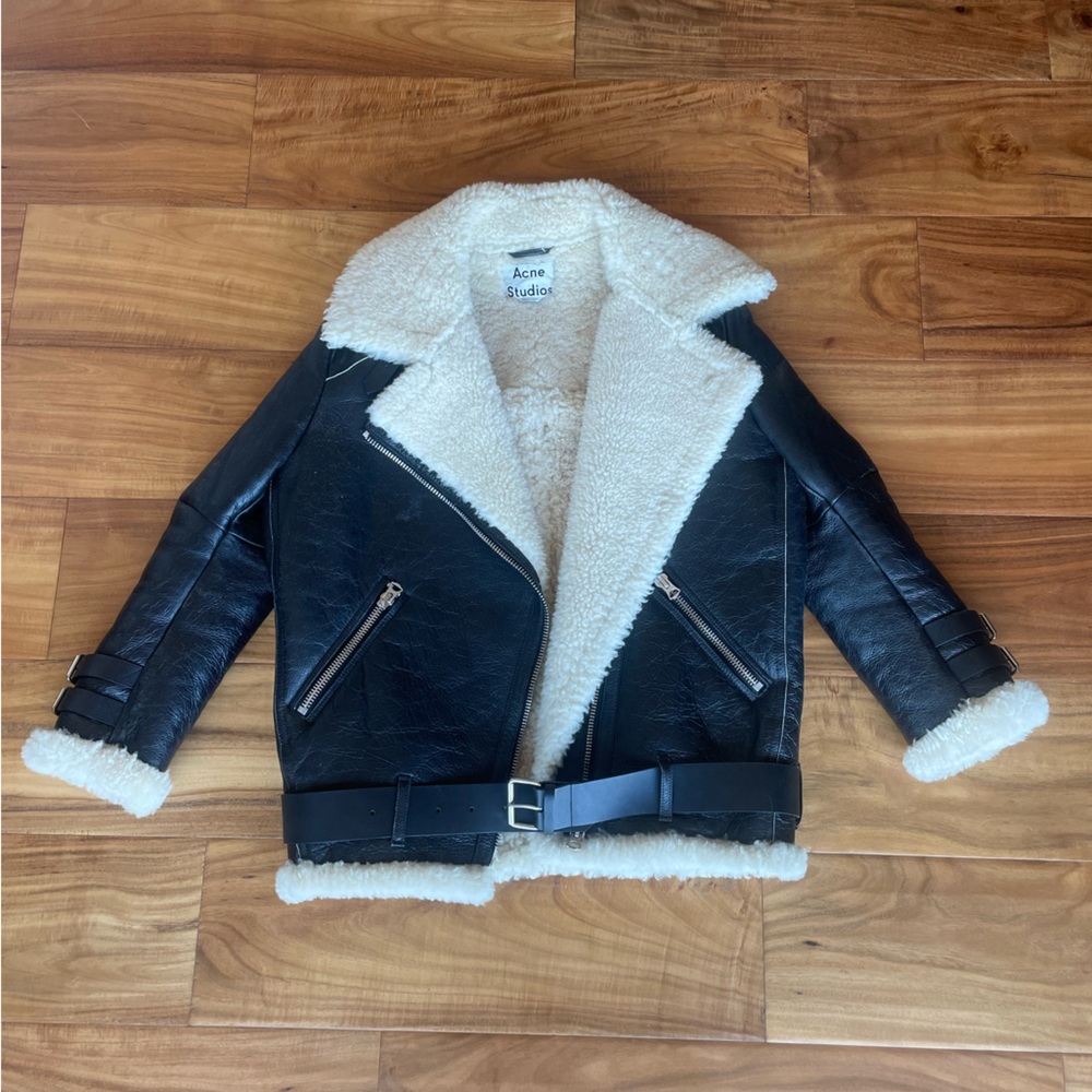 Acne Studios Velocite Crack AW16 Shearling Leather Moto Jacket